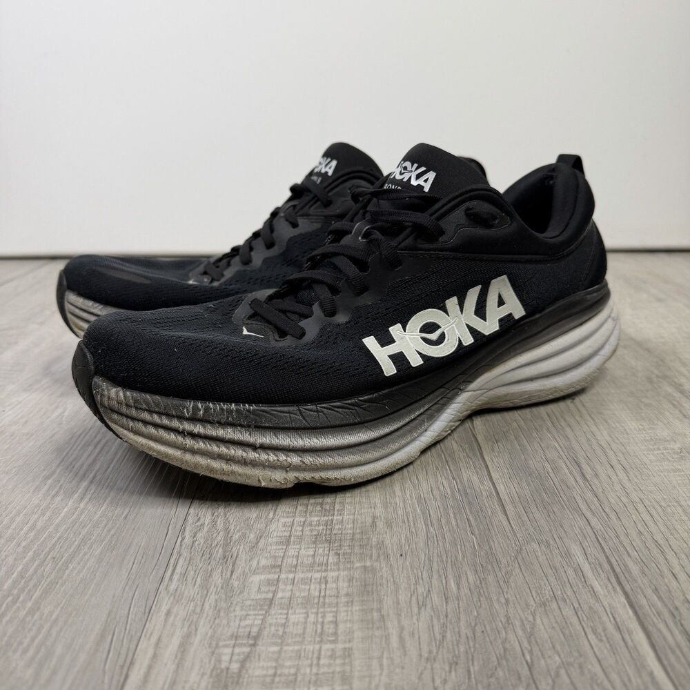 Hoka One One HOKA Bondi 8 Black White Men’s 13 D 1123202BWHT Run Gym Shoes F